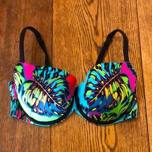 Cacique Push-up Underwire Brightly Patterned Bra